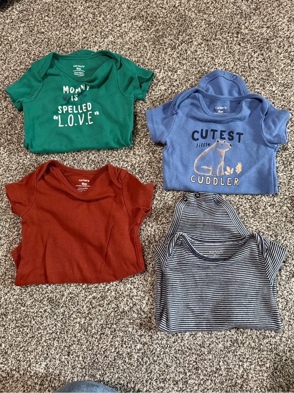 Carter's Green, Blue, Rust & Navy Striped Baby Short-Sleeve Tee Bundle